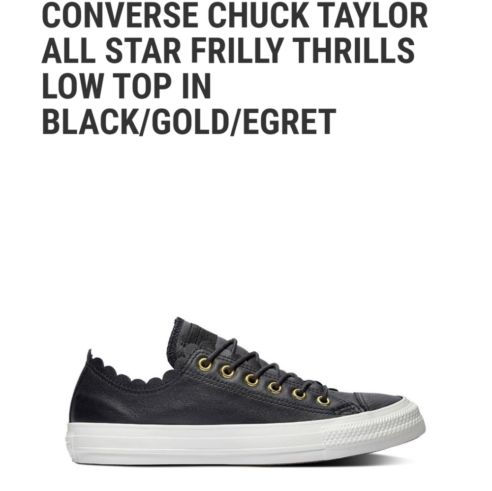 Converse All Star black leather "frilly thrills" low top